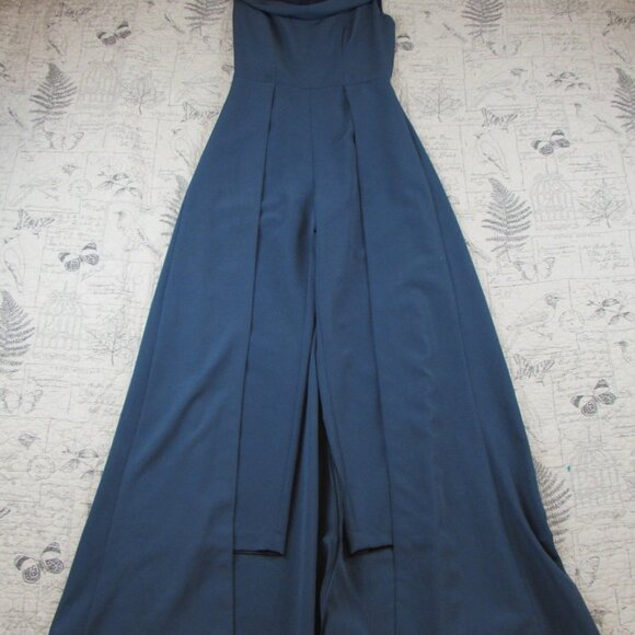 Kay Unger Anais  Jumpsuit  Evening cocktail formal wedding guest steel blue 2 - Picture 2 of 8